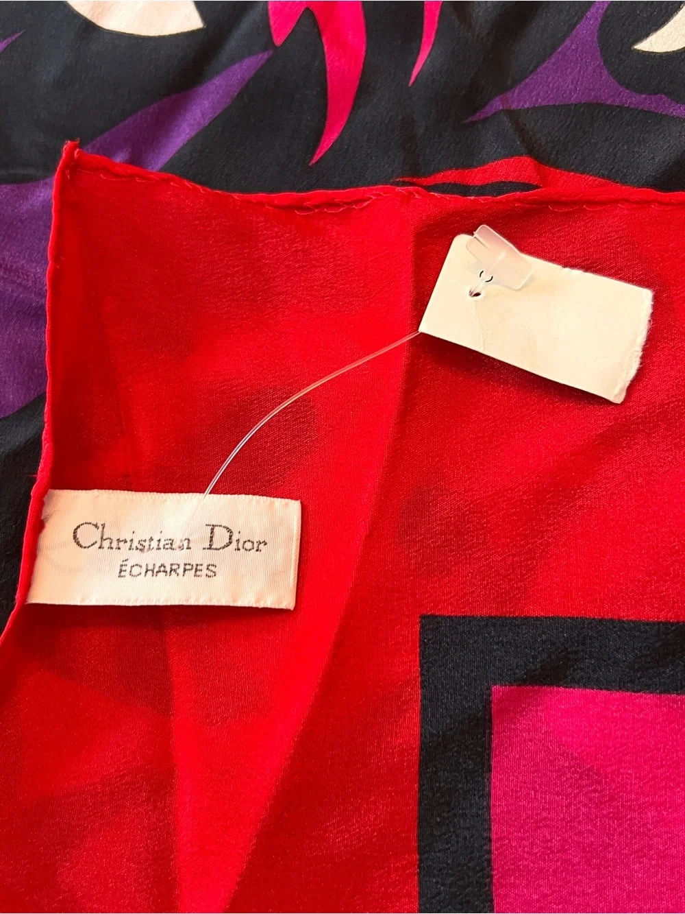 Vintage Christian Dior Multicolor Floral 100% Silk Scarf Japan New W/O Tag Nice!
